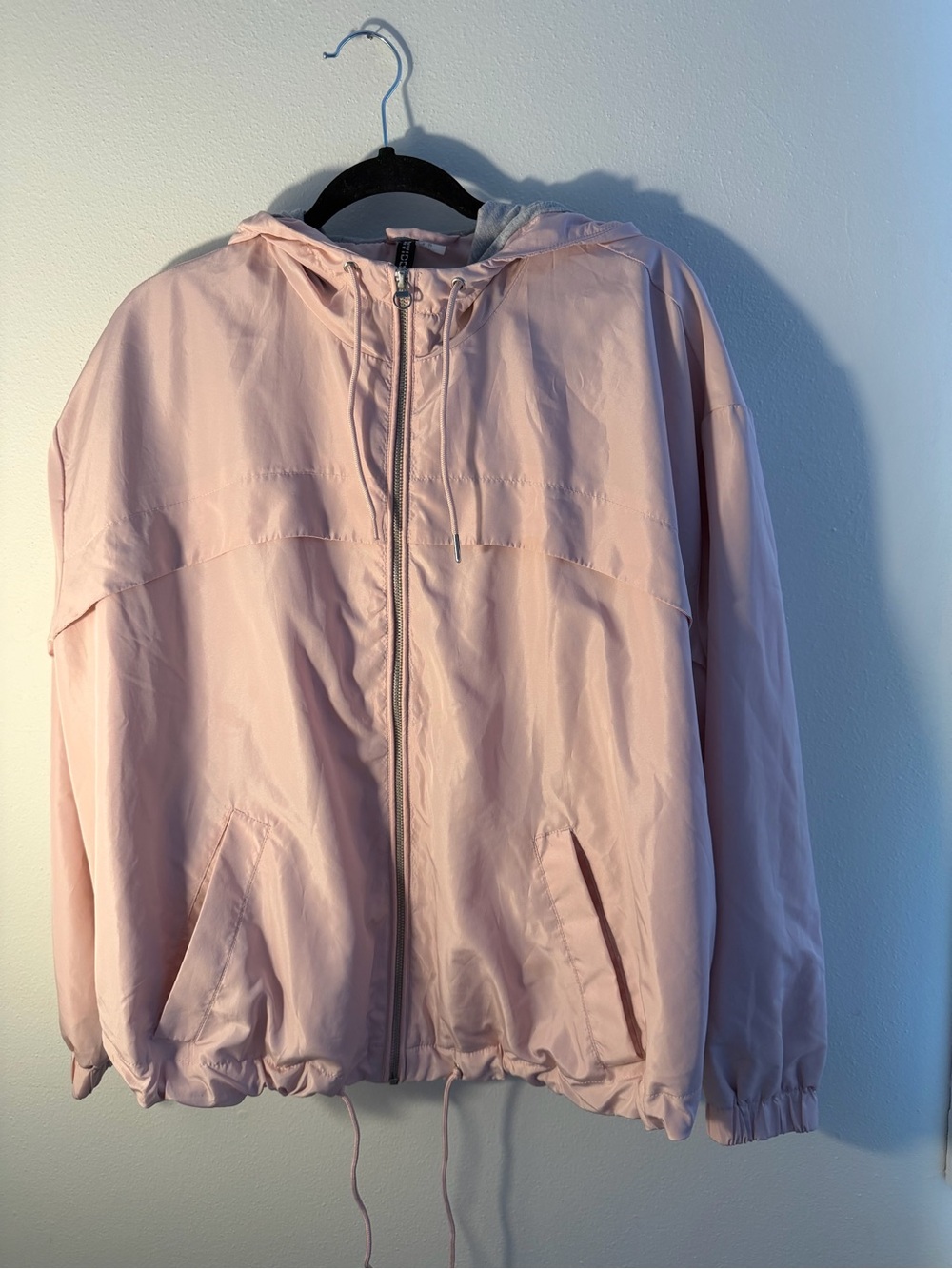 H&M Light Pink Hooded Bomber Jacket